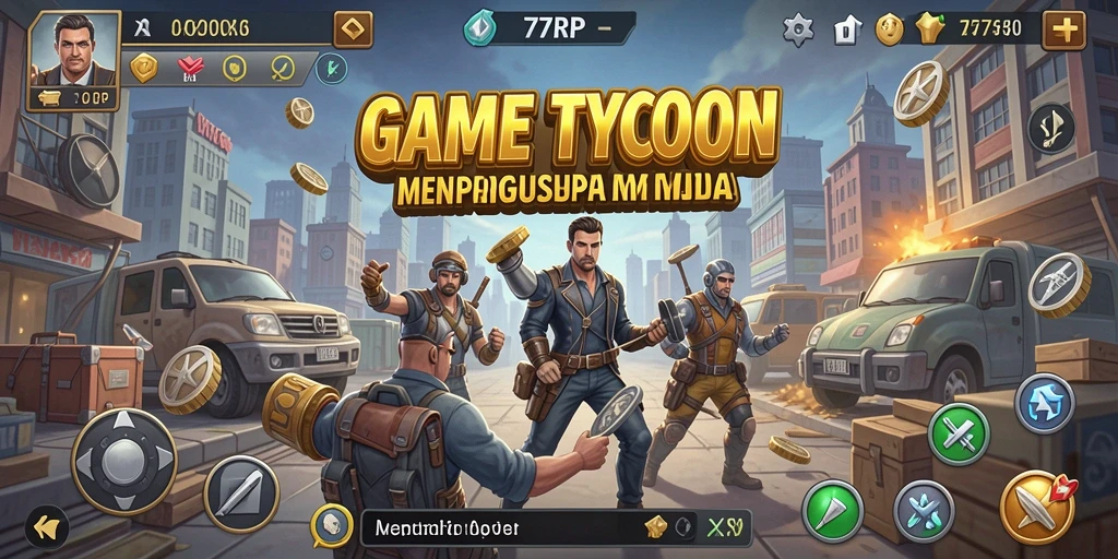 Tampilan gameplay <strong>77RP</strong> yang menampilkan interaksi bisnis yang menarik.