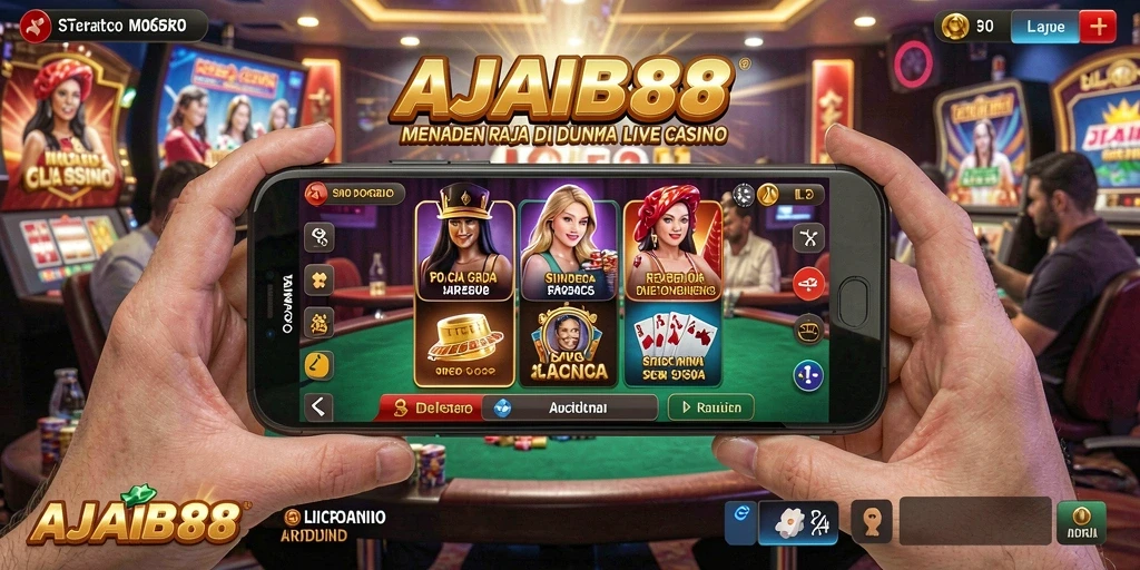 Screenshot gameplay AJAIB88 menampilkan dealer langsung dan pemain yang berinteraksi.
