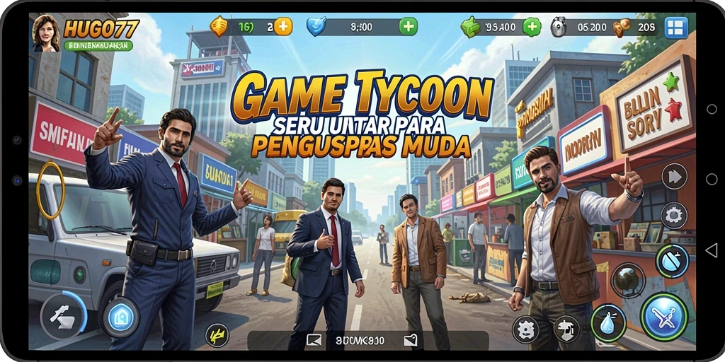 Tampilan menarik gameplay HUGO77 dengan elemen Tycoon.