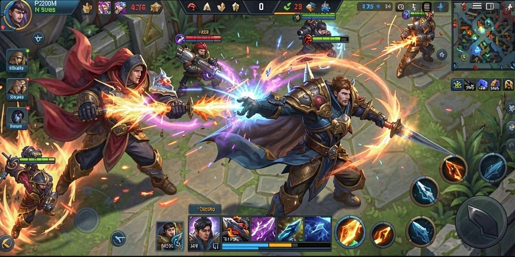 Gameplay P200M yang seru dan menegangkan dalam pertempuran MOBA.