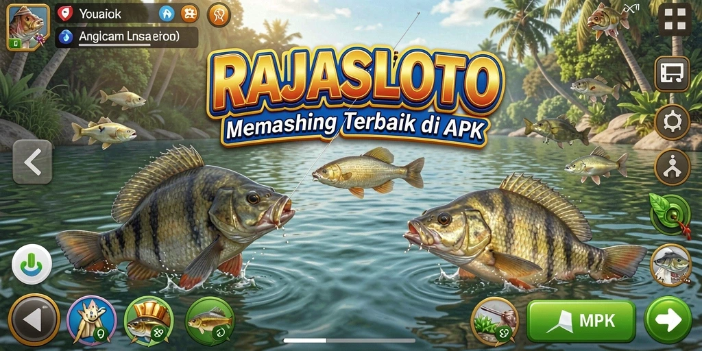Tampilan gameplay yang seru di RAJASLOTO saat memancing.