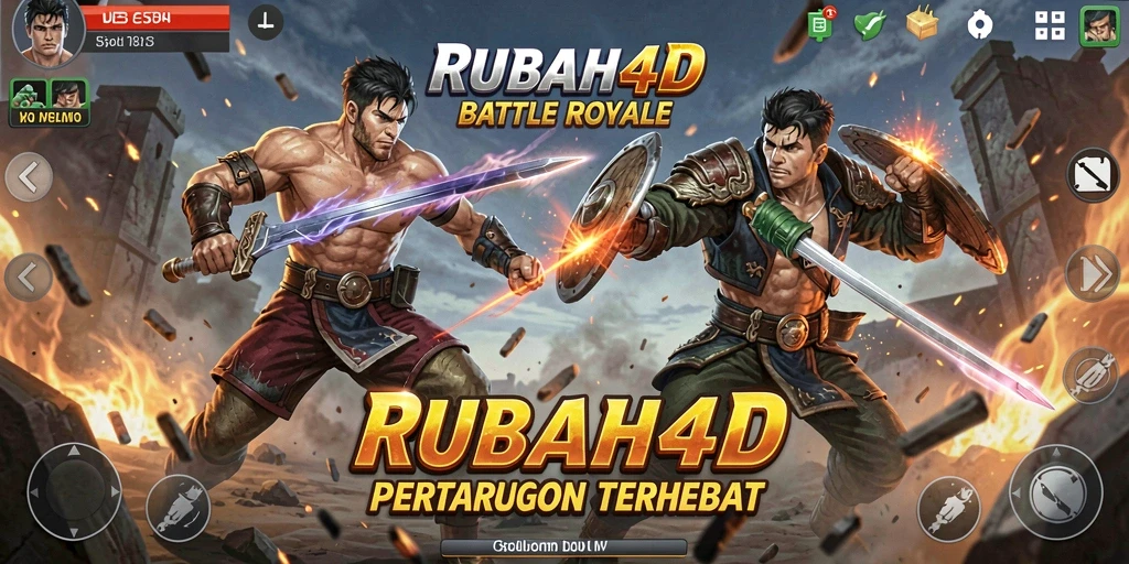 Screenshot gameplay RUBAH4D yang menampilkan pertempuran Battle Royale yang intens.