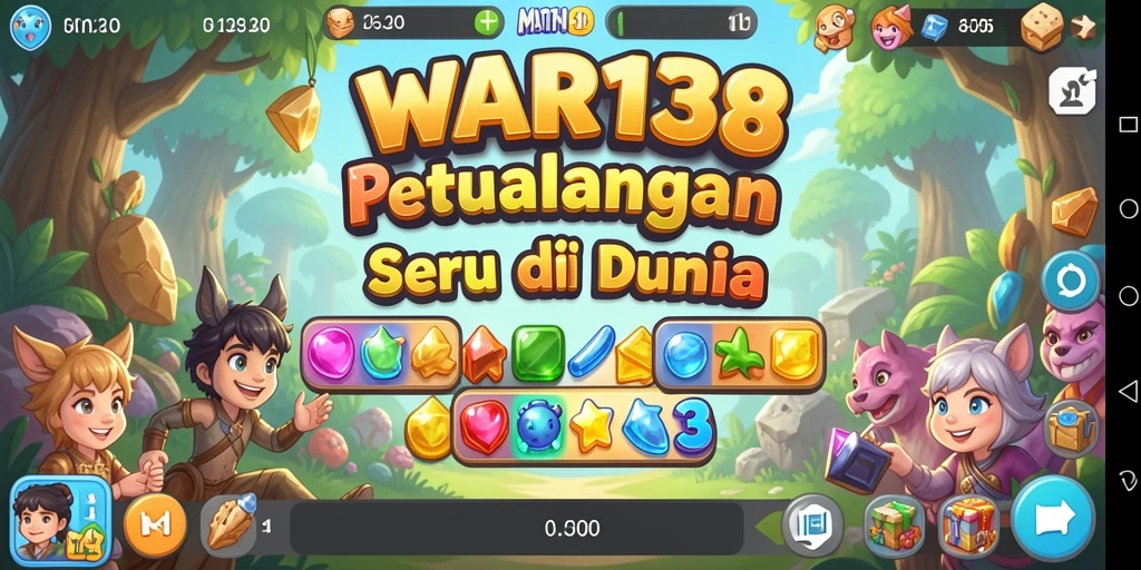 Tampilan penuh warna dari gameplay seru WAR138 di Match-3.