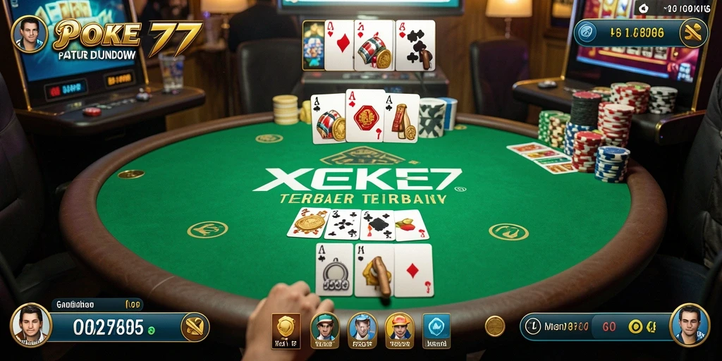 Tampilan gameplay Poker yang mendebarkan di XE77.